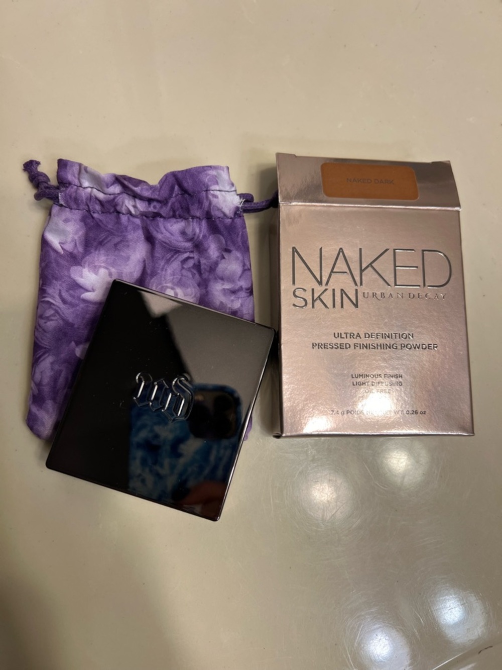 Urban Decay Naked Skin Pressed Finishing Powder with Purple Floral Pouch
